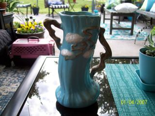 Vintage Roseville Blue Ming Tree Vase 582 - 8
