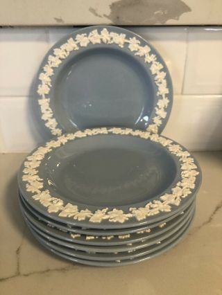 7 Wedgwood Queensware Cream On Lavender Smooth Edge 6” Bread & Butter Plates