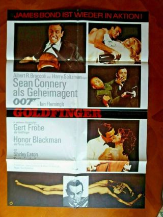 Vintage James Bond 007 Goldfinger German Film Movie Poster Sean Connery