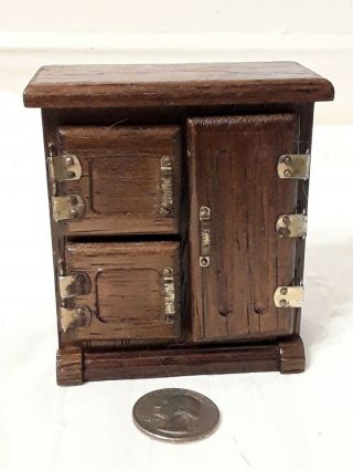 Vintage Wooden Doll House Ice Box Miniature By Chadwick Miller Inc.