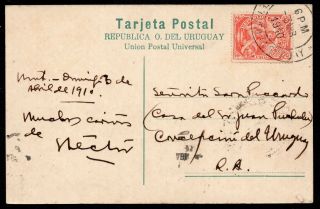 Uruguay 1910 Postcard Mi 150a 3 Abr 1910 Montevideo To Buenos Aires Argentina