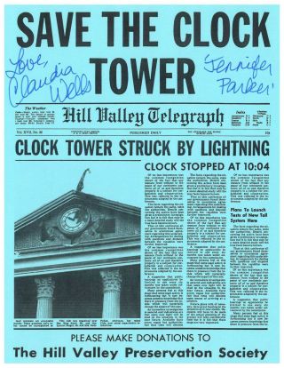 Claudia Wells Back To The Future Autographed Clock Tower Flyer Beckett 19