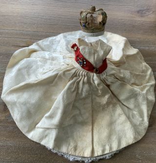 Vintage Madame Alexander “queen” Cissette Gown,  Slip,  Crown Red Sash Tlc