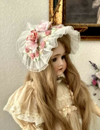 Silk Ribbon Work Roses Head Piece For 11 " 13 " Head Antique French German Doll