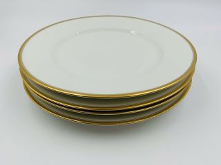 4 Antique Theodore Haviland Limoges France 10” Dinner Plates White W/gold Trim