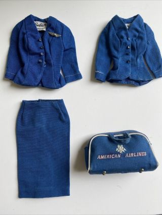 Vintage Barbie Dolls Airlines Stewardess 2 Blazer 1 Dress And 1 Bag