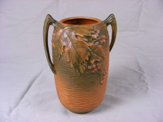 Vintage Roseville Art Pottery Bushberry Clay Color Vase 31 - 7 "