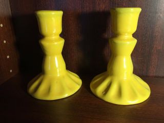 Catalina Island Pottery Candlesticks - And Imperfect - Yellow