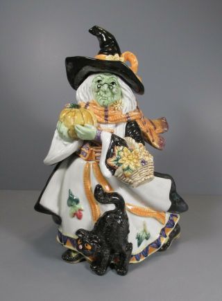 Fitz And Floyd Classics Halloween Harvest " Witch " Lidded Bowl / Dish