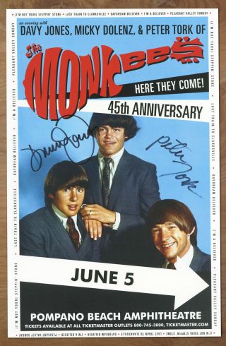 The Monkees Autographed Gig Poster Davy Jones,  Peter Tork Daydream Believer