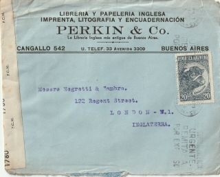 1941 Argentina Wwii Censored Cover Sent From Buenos Aires To London