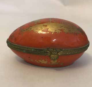 Fine Chinoiserie Ormolu Porcelain Trinket Box Le Tallec Paris France Empire Egg