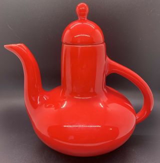 Vintage Gmb Gladding Mcbean Pottery Mid Century Modern Coffee Tea Pot Red Usa