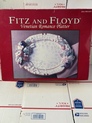Fitz And Floyd Venetian Romance Large Oval Serving Platter Vegetables 19”