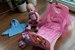 Baby Born Doll And Interactive Cot Bed With Accessories
