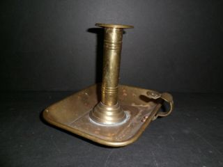 Antique Brass Push Up Candle Holder With Tray And Finger Ring -