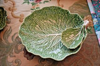 Vintage Cabbage Leaf Serving Dish,  Chips And Dip Plate,  Bordallo Pinheiro