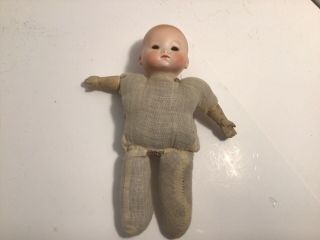 Small Antique Bisque Head Baby Doll - A.  M.  351 - Needs Tlc