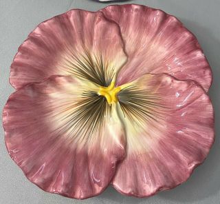 Fitz and Floyd Halcyon Pink Purple Pansy Snack Salad Appetizer Plates Set of 4 3