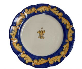 Rare Solimene Vieteri Royal Blue & Gold Large 15.  5 " Round Platter Made In Italy