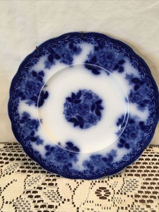 Antique Waldorf Wharf Pottery England 9 " Cobalt Flow Blue Luncheon Plate