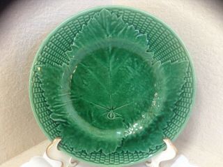 Antique Majolica Salad Plate Cabbage Leaf Basket Weave Wedgwood Copeland C 1880