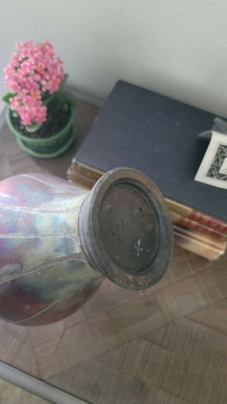 Vintage authentic Raku copper glaze Pottery Vase - Signed - Studio Art 3