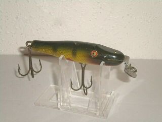 Vintage Creek Chub Baby Pikie - Glass Eyed Fishing Lure - Perch Scale Color