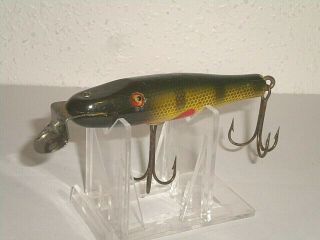Vintage Creek Chub Baby Pikie - Glass Eyed Fishing Lure - Perch Scale Color 2