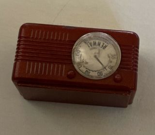 Renwal Table Radio Vintage Dollhouse Furniture Plastic Red/brown Made In Usa