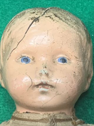 Antique Composition Baby Doll Molded Hair Painted Eyes Moveable Limbs Cloth Body