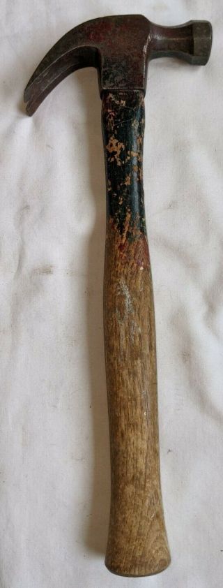 Antique Vintage Plumb Claw Hammer 16 Oz.  Head Wood Handle Octagon Face