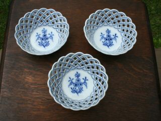 3 - Antique Meissen Porcelain Bowls Or Dishes