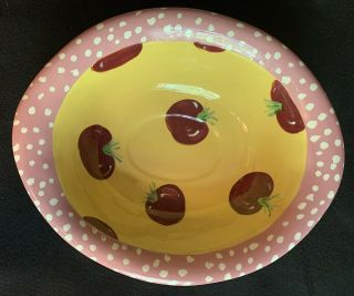 Vintage Droll Designs Hand Painted Tomatoes 15” Serving Bowl