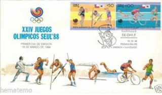 Chile 1988 Fdc Xxiv Juegos Olimpicos Seul ´88 Olymplics Games