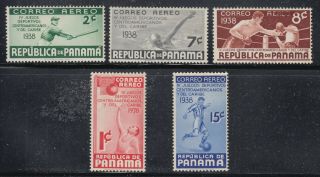 Panama 1938 Caribbean Games Sc C43 - C47 Never Hinged.