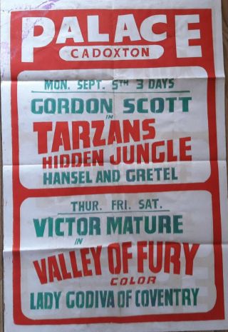 4 Cadoxton Palace Barry Film Poster 1955 Tarzans Hidden Jungle Gordon Scott