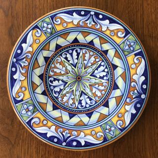 Vtg Gialletti Giulio Dec.  A Mano Deruta Signed Dish Painted 10” Ceramic Plate
