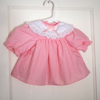 Vintage 1986 Playskool My Buddy Kid Sister Pink Polkadot Doll Outfit Dress