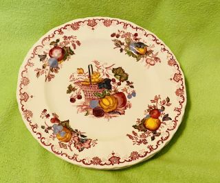 4 - Mason ' s Fruit Basket Red Multi - color 8 - 7/8” Lunch Plates Made in England 2