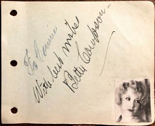 Betty Compson Autographed Signed Vintage 1930s Album Page The Docks Of York