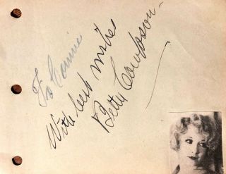 BETTY COMPSON AUTOGRAPHED SIGNED VINTAGE 1930s ALBUM PAGE The Docks of York 2