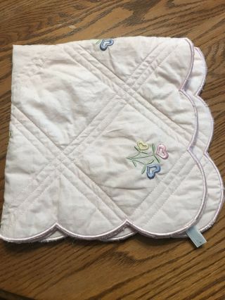 Htf American Girl Doll Bitty Baby Pink Embroidered Replace Bed Blanket Flower