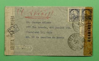 Dr Who 1943 Brazil Airmail To Usa Wwii Censor C235366