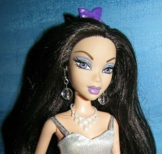 Nolee Black Hair Purple Lips Dress Coat Earrings Shoes My Scene Barbie Doll