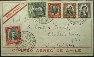 Chile 10 Dec 1931 Airmail Cover From Valparaiso To Cheltenham,  England