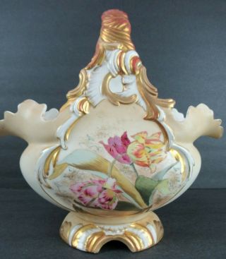 Antique Robert Hanke Austrian Hand Painted Porcelain Basket Apprx 9.  5 " Tall X 9.  5