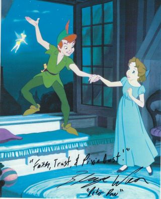 Blayne Weaver Peter Pan Voice Disney Signed 8x10 Photo " Faith Trust Pixie Dust "