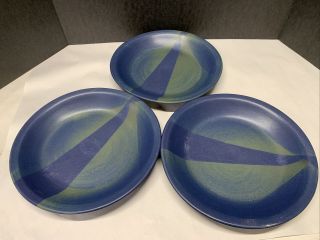 Set (3) Dinner Plates Iron Mountain Stoneware Blue Ridge Pattern