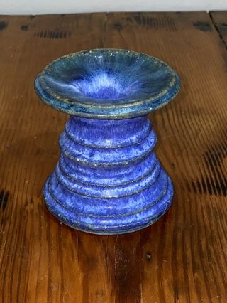 Vintage Mccarty Pottery Cobalt Blue 3 1/2” Candle Candles Holder Mississippi